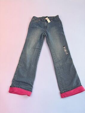 The Children's Place Blue Denim Jeans with Pink Cuffs